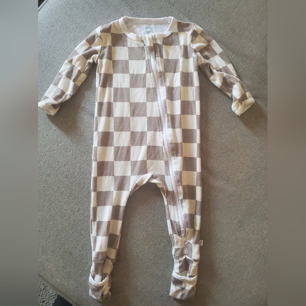 Dreamland Baby Bamboo Pajamas w/ DreamCuffs Checkerboard 9-12mo